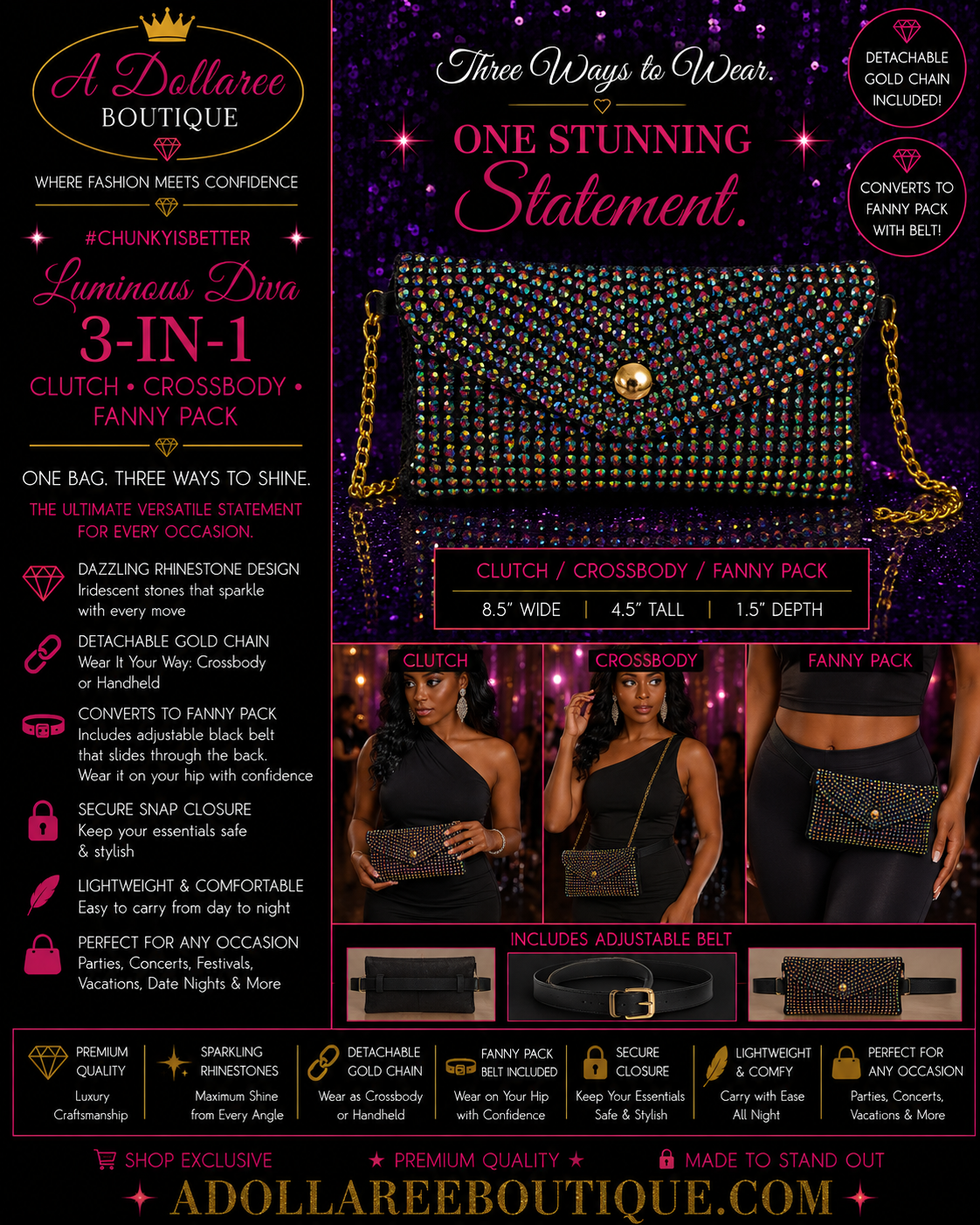 Midnight Prism Luxe Belt Bag