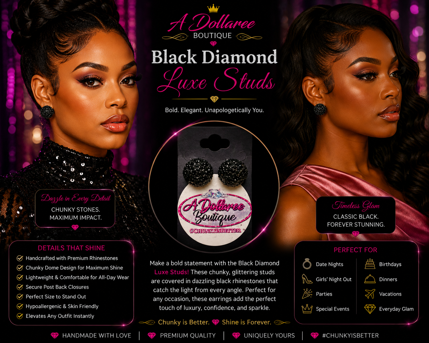 Black Diamond Luxe Studs