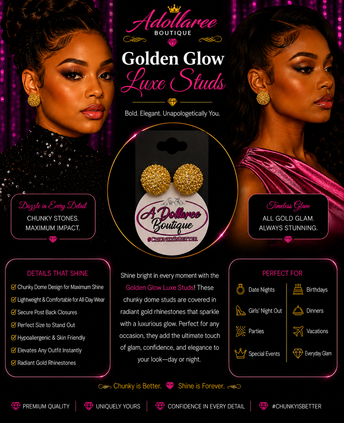 Golden Glow Luxe Studs
