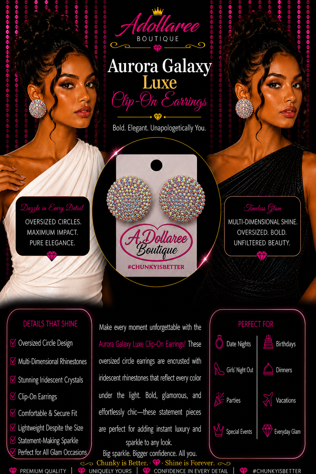 Aurora Galaxy Luxe Clip-On Earrings
