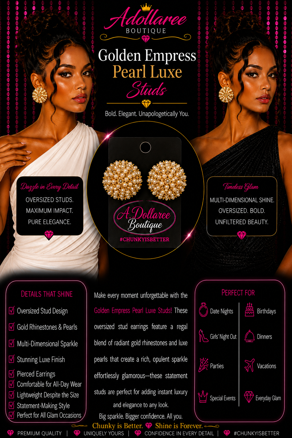 Golden Empress Pearl Luxe Studs