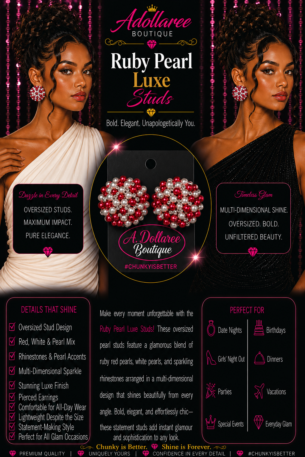 Ruby Pearl Luxe Studs