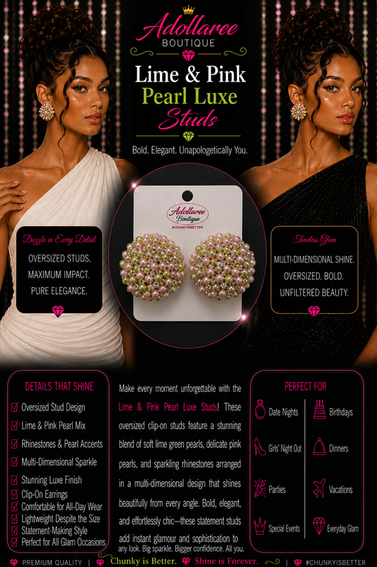 Lime & Pink Pearl Luxe Studs