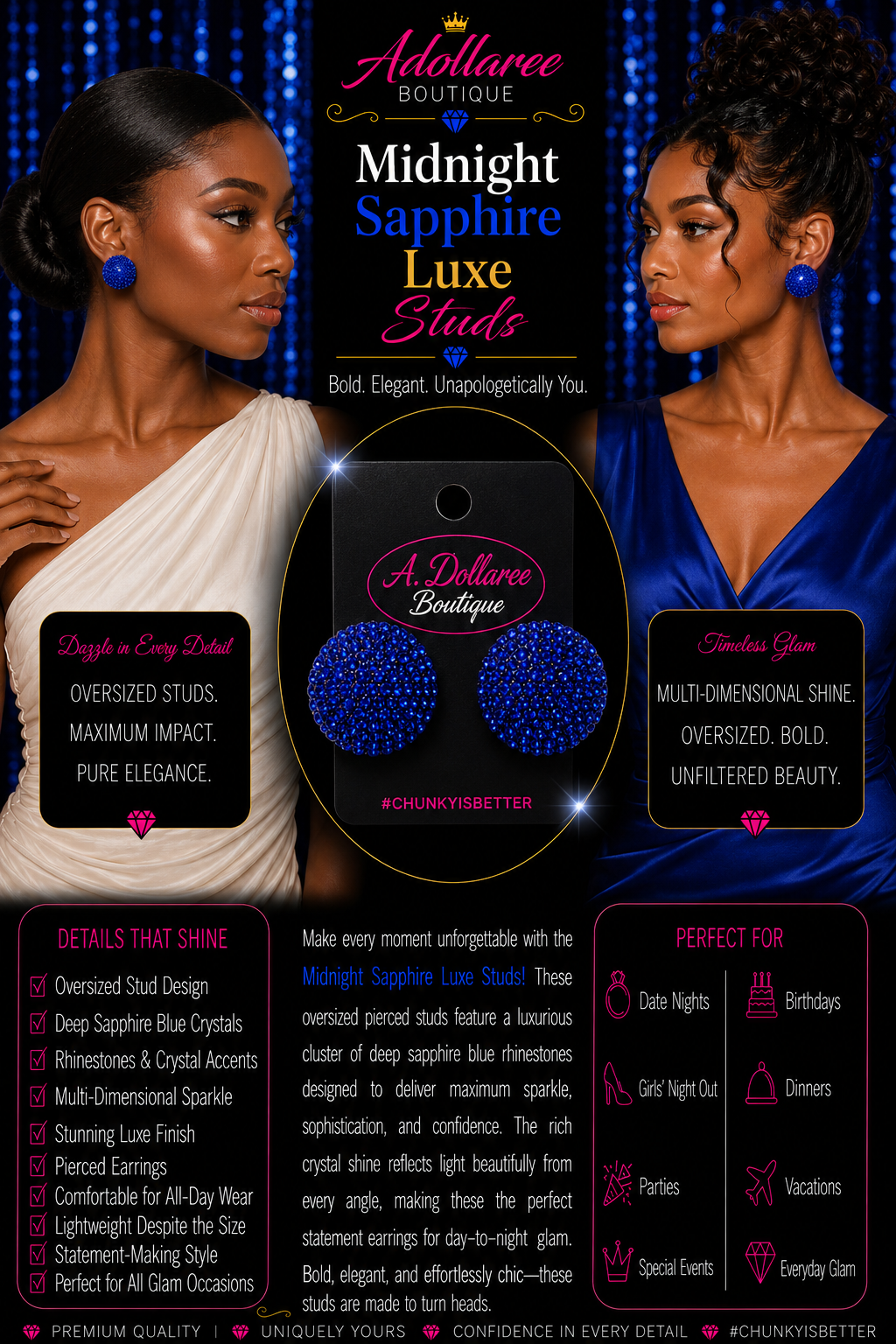 Midnight Sapphire Luxe Studs