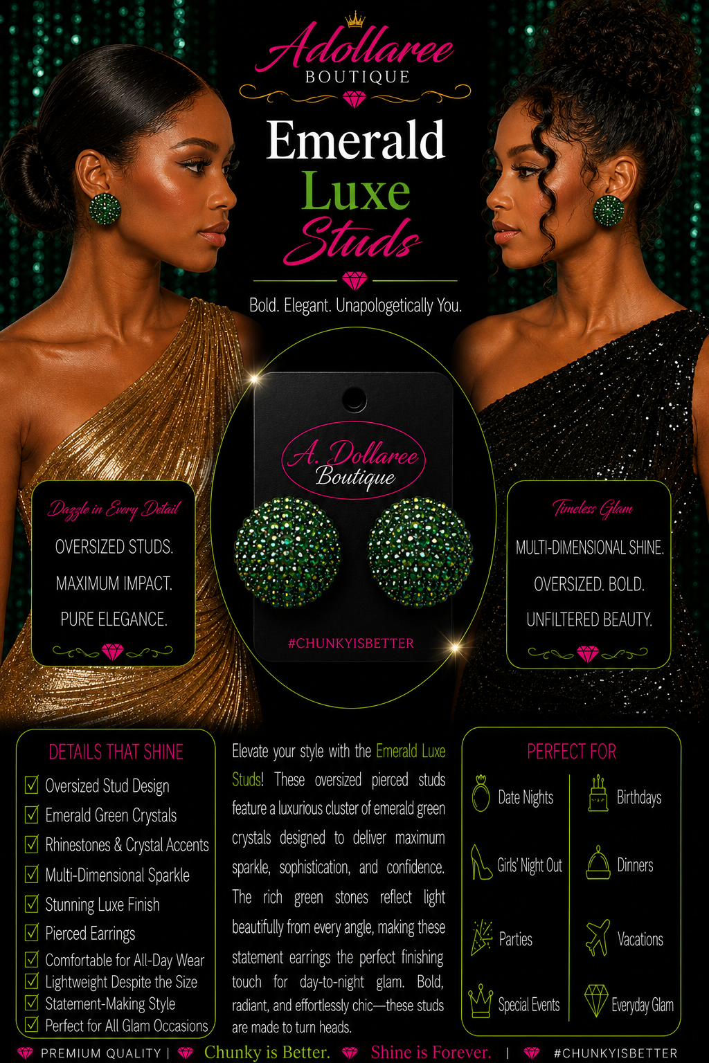 Emerald Luxe Studs