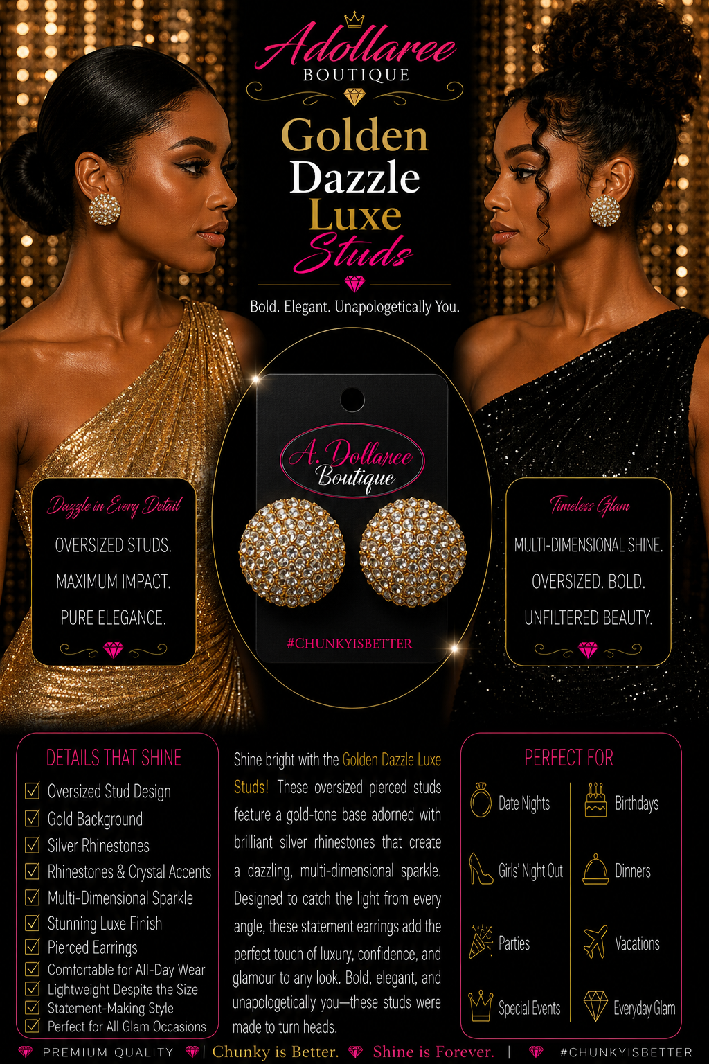 Golden Dazzle Luxe Studs