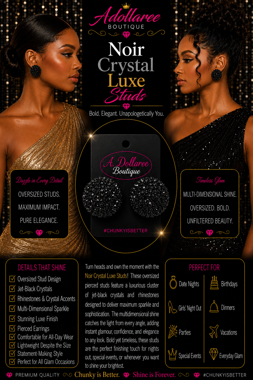 Noir Crystal Luxe Studs