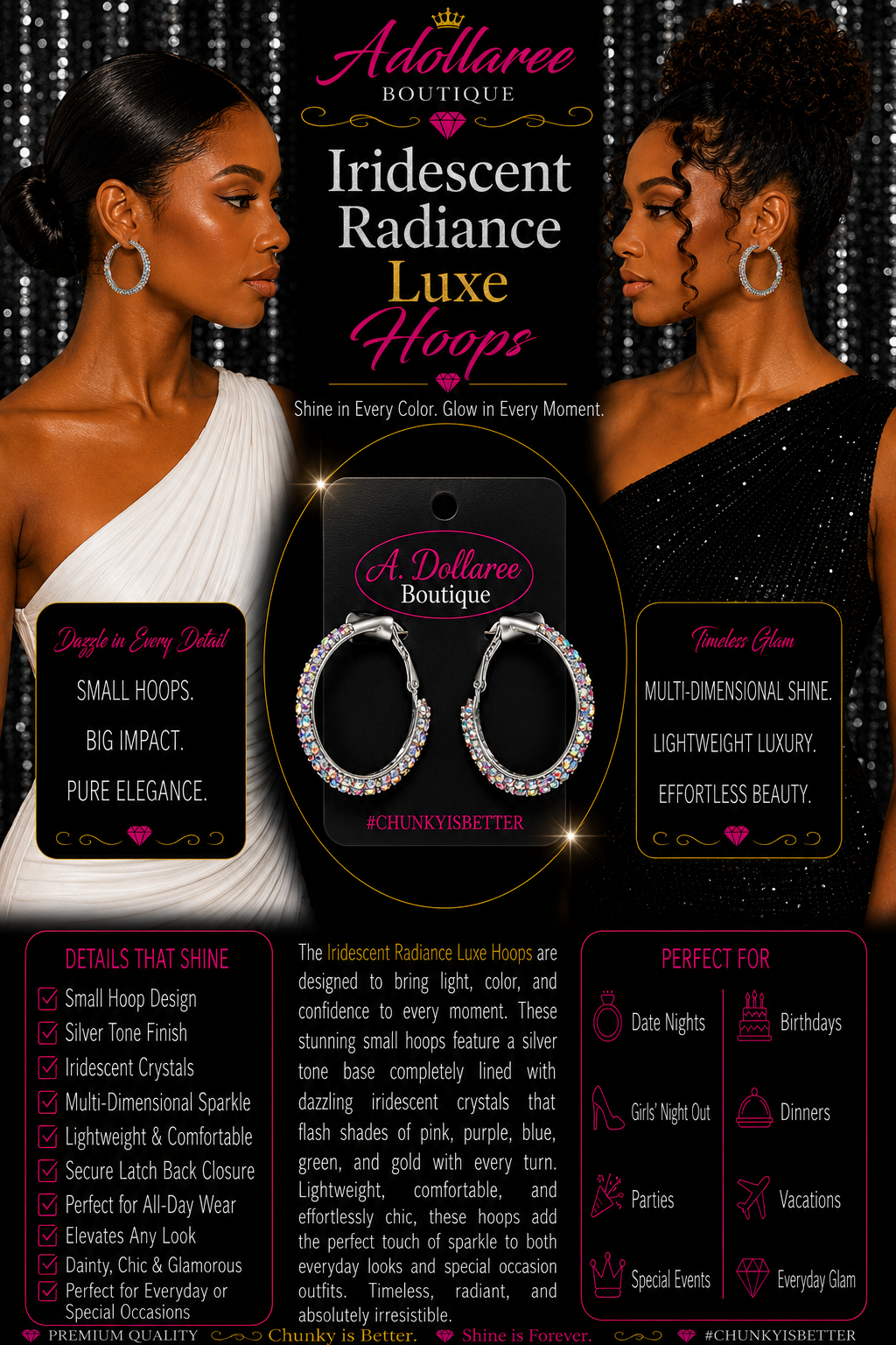 Iridescent Crystal Luxe Hoops