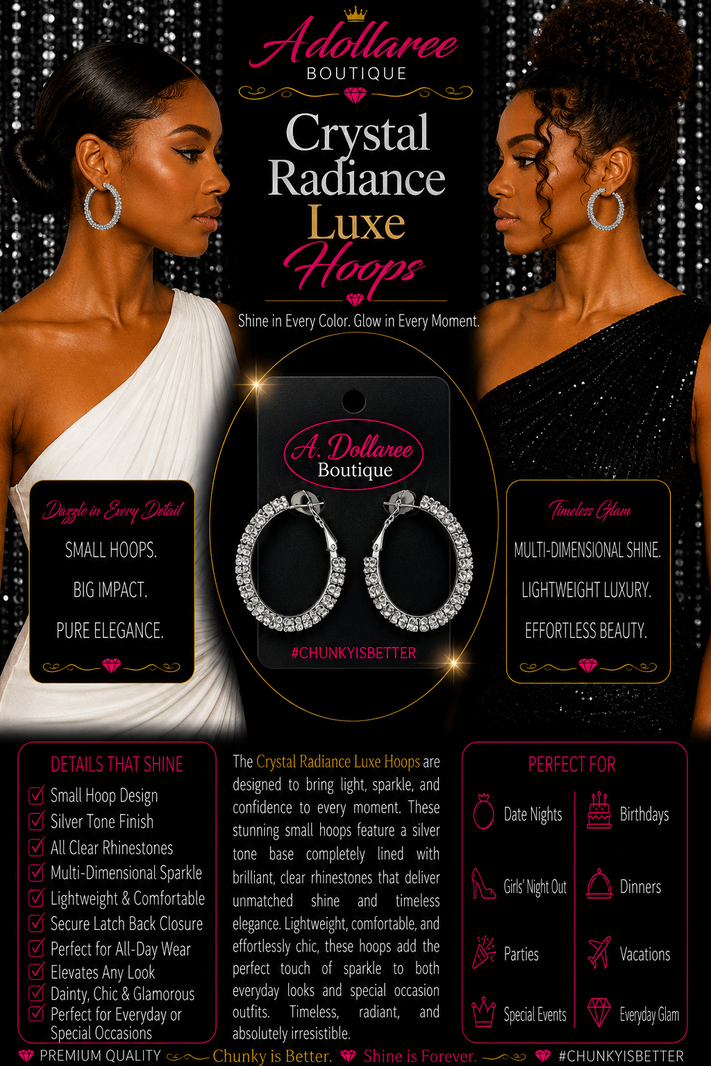 Crystal Radiance Luxe Hoops