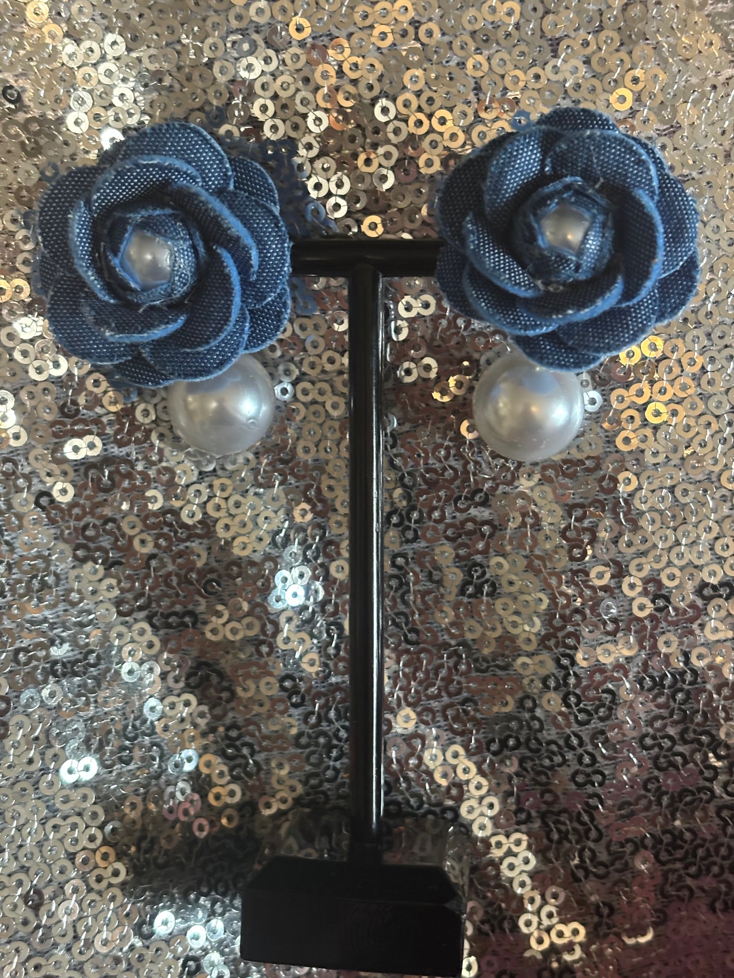 Blue Jean Pearl Bloom Studs