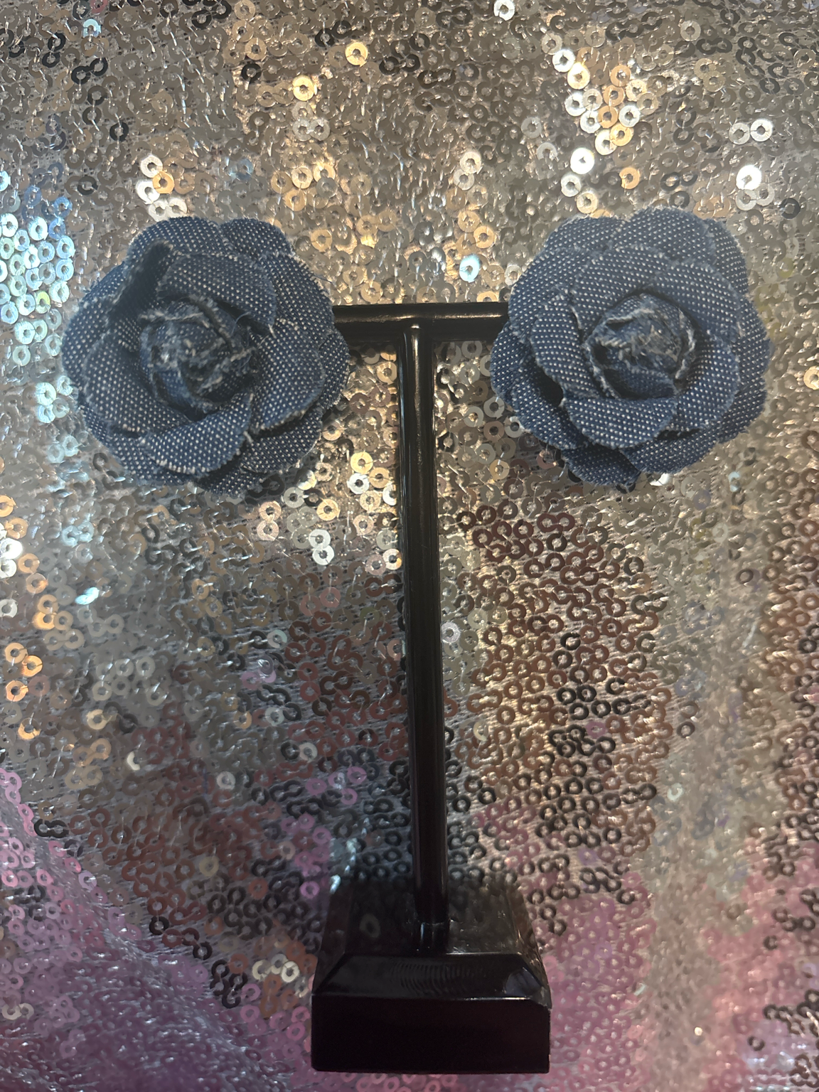 Denim Bloom Statement Studs