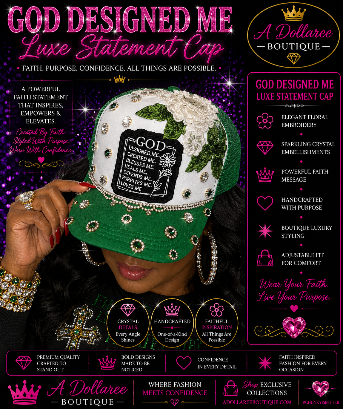 God Designed Me Crystal Bloom Cap