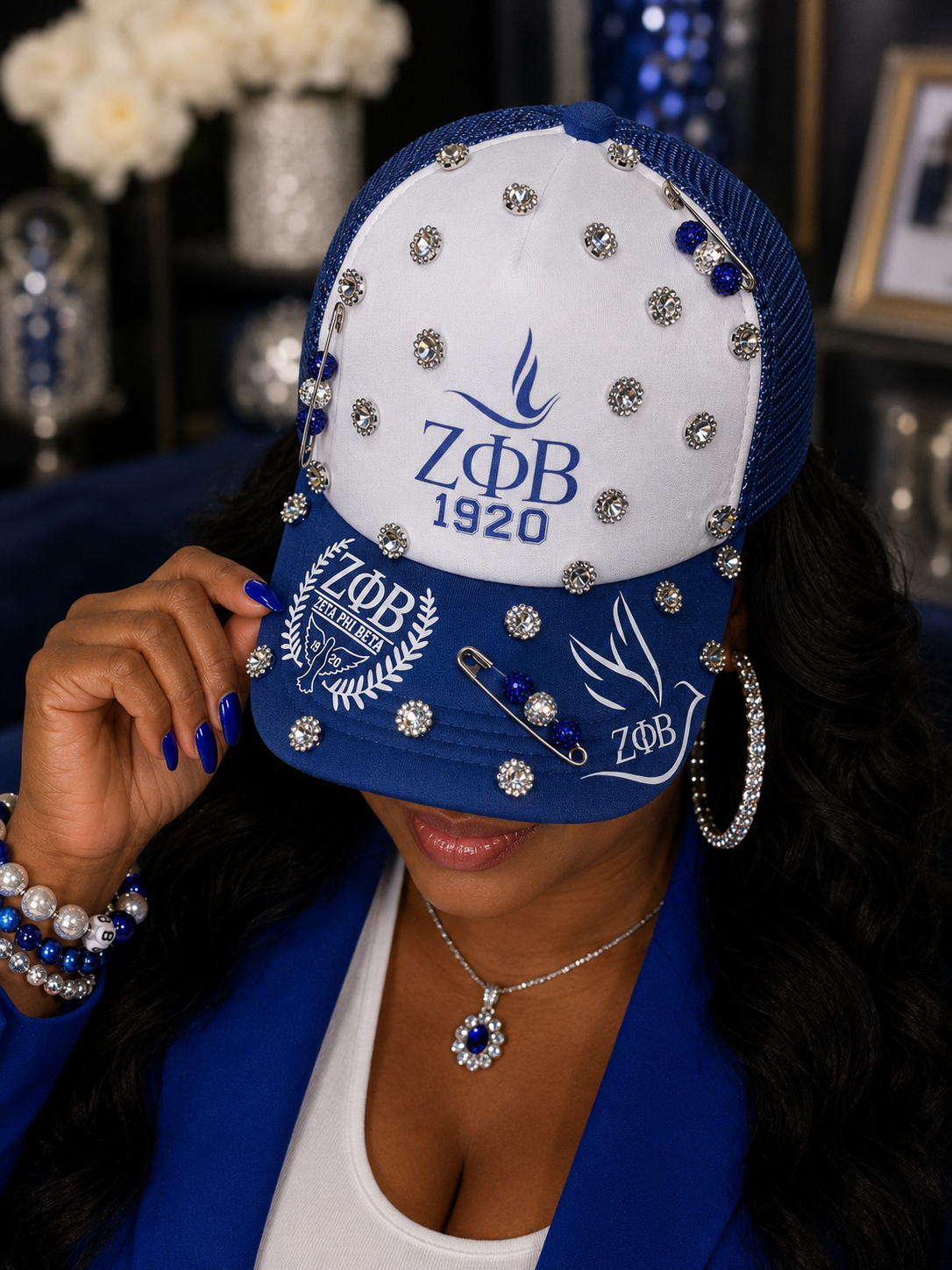 Royal Safety Pin Glam Statement Cap