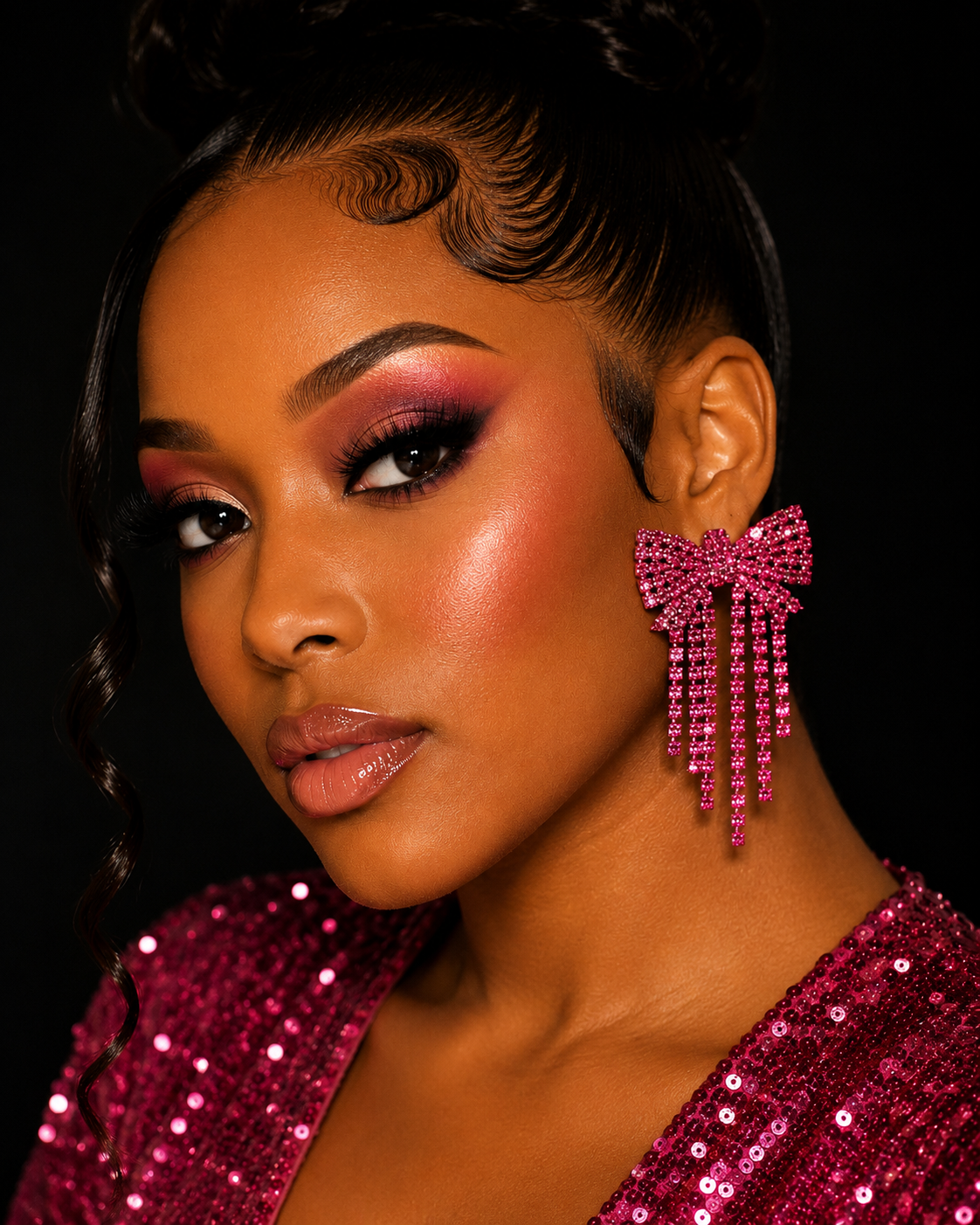 Blushing Belle Bow Fringe Earrings