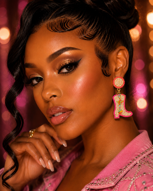 Pink Rodeo Princess Boot Earrings