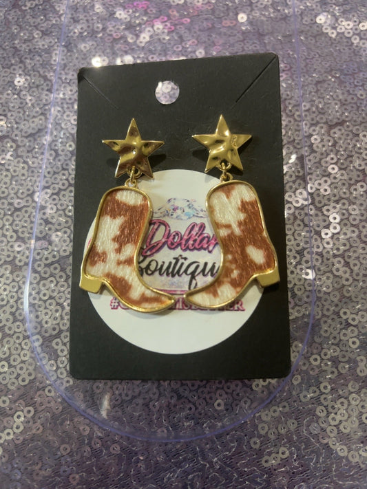 Southern Star Cowhide Boot Earrings