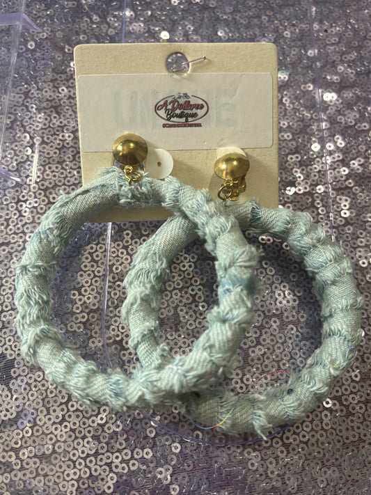 Denim Daydream Clip-On Hoops