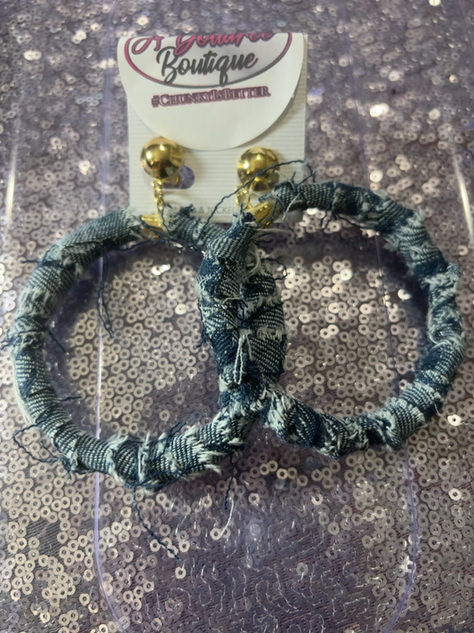 Denim Luxe Clip-On Hoops