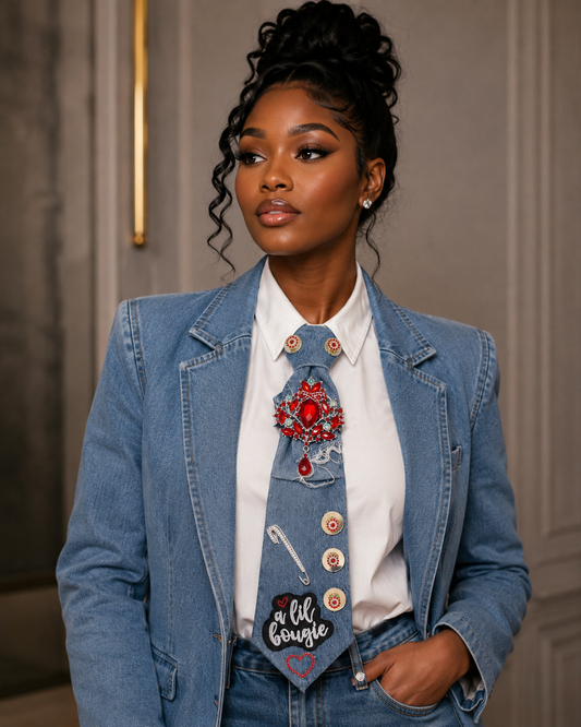 Lil’ Bougie Red Denim Statement Tie