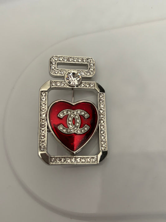 Red Heart Crystal Perfume Bottle Brooch – Chanel Inspired