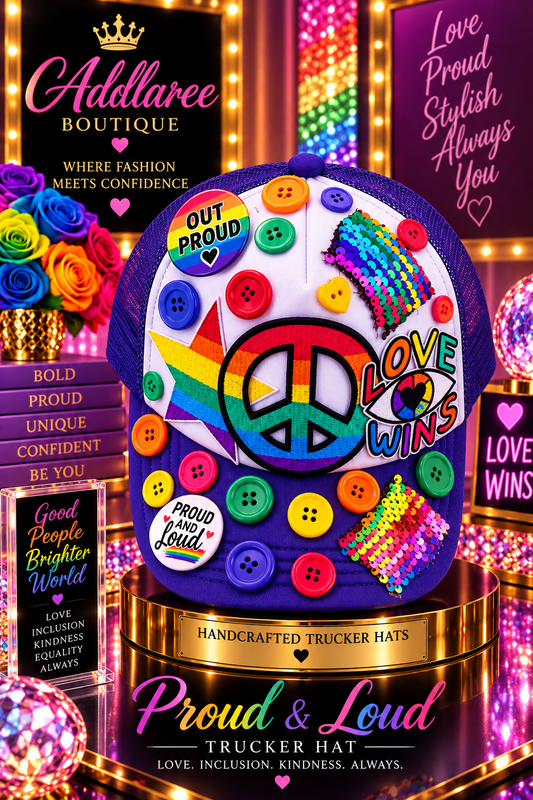 Proud & Loud – Rainbow Love Statement Trucker Hat 🌈✌🏾