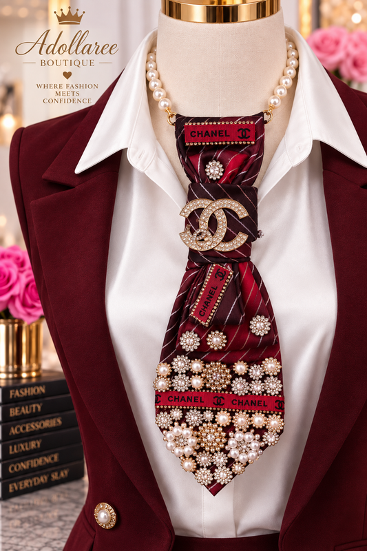 Burgundy Pearl Couture Tie