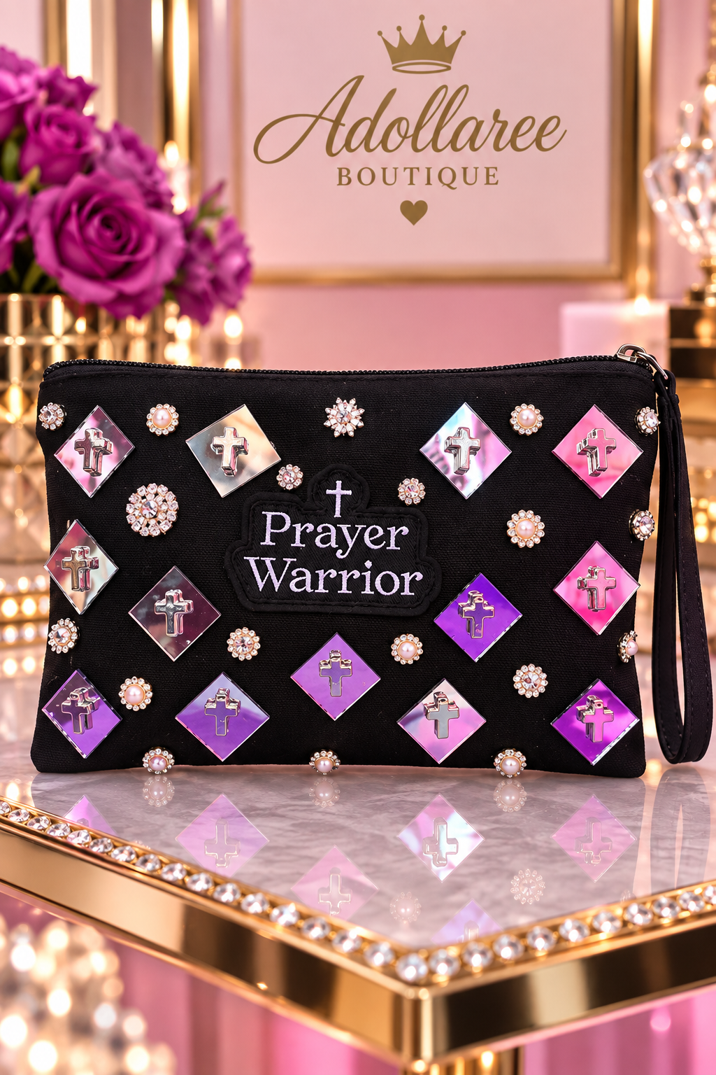 Prayer Warrior Luxe Embellished Wristlet