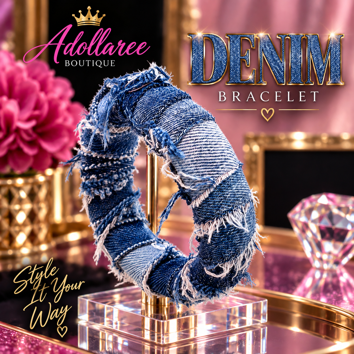 Distressed Denim Luxe Bracelet
