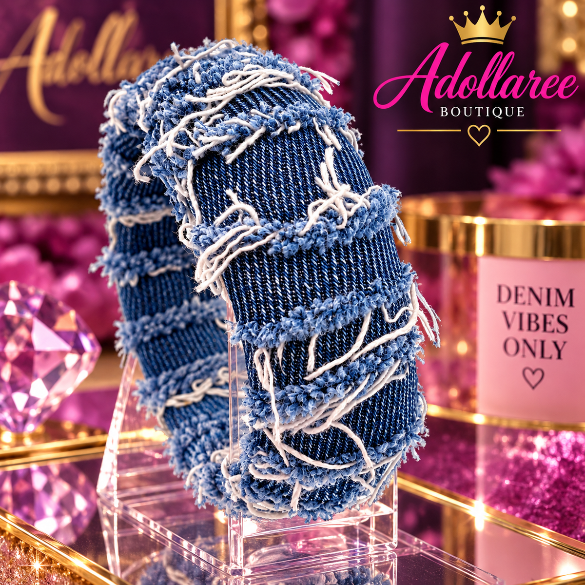 Distressed Indigo Denim Bracelet