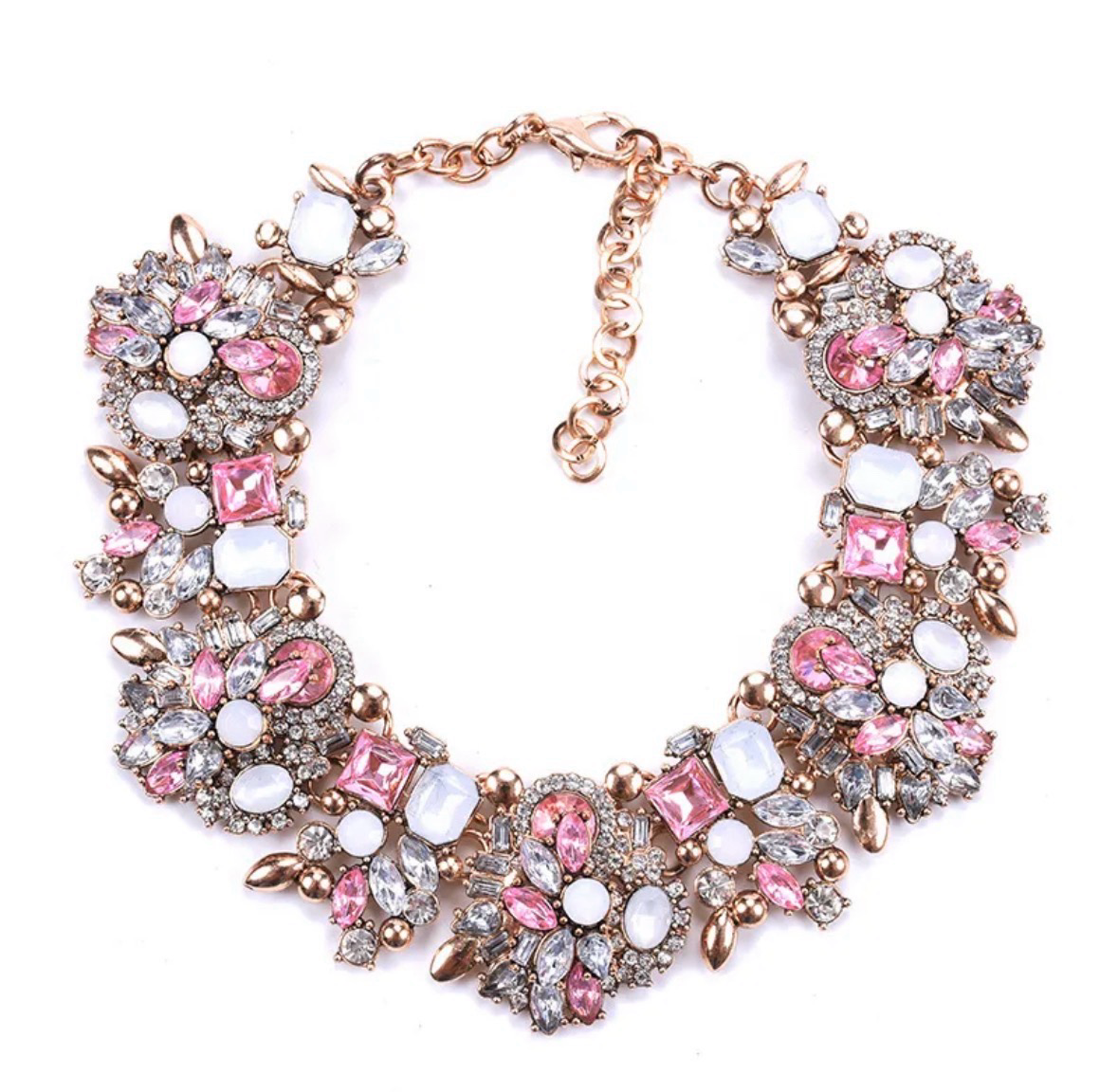 ROSE QUARTZ ROYALE STATEMENT NECKLACE
