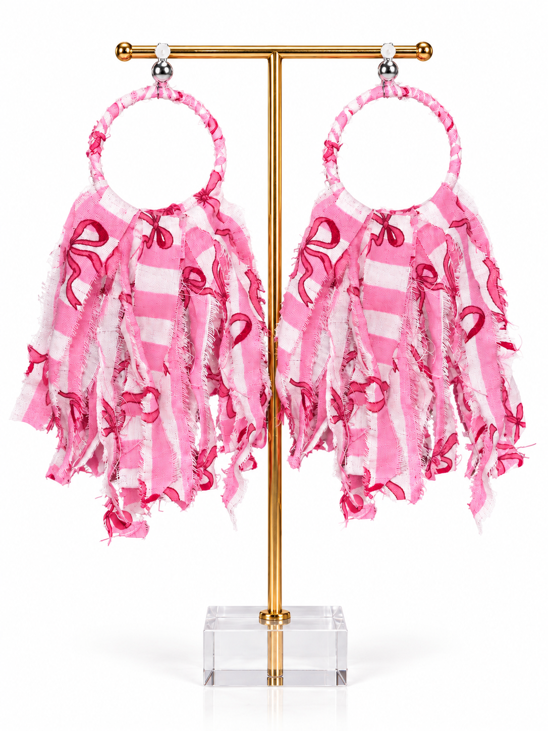 Threads of Hope — Pink Awareness Tassel Hoop Earrings