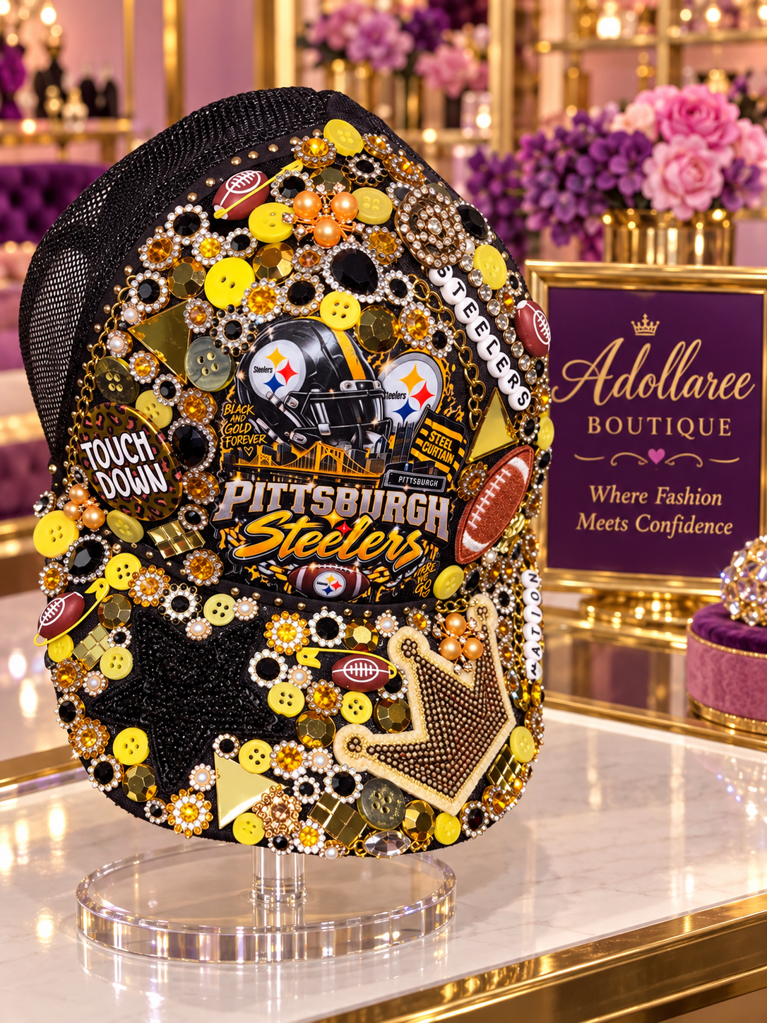 Steel City Royalty — Pittsburgh Steelers Glam Trucker Hat