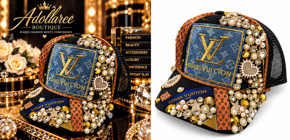 The Luxe Denim Dynasty Embellished Trucker Hat