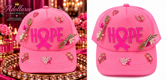 Hope in Every Detail Breast Cancer Awareness Glam Trucker Hat