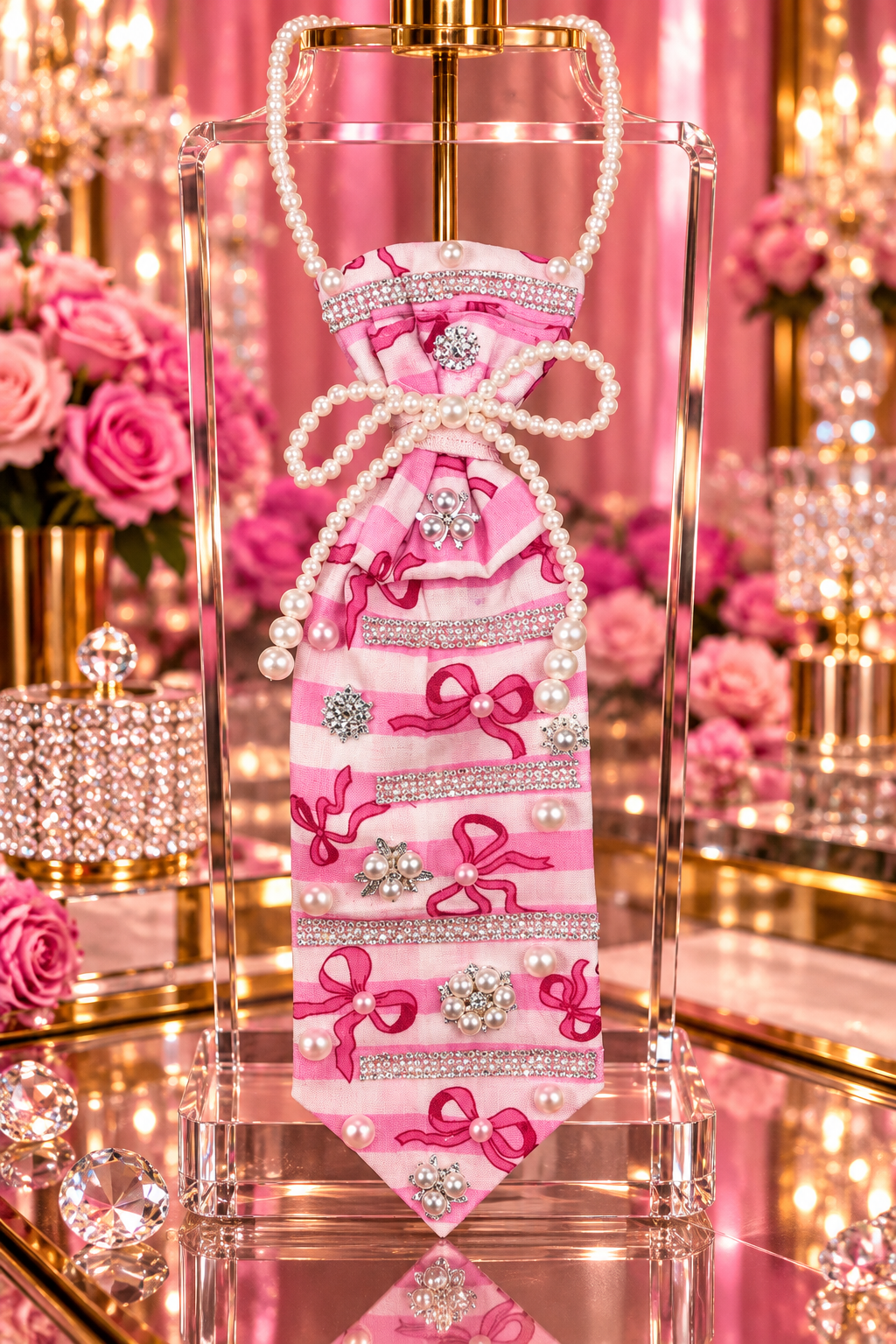 Pretty in Pink – Pearl & Bow Signature Glam Tie