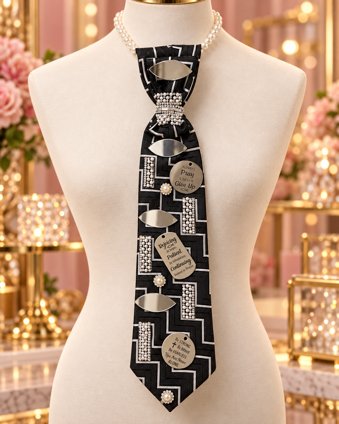 The Unshakable Faith Affair | Black & Silver Faith-Inspired Statement Tie