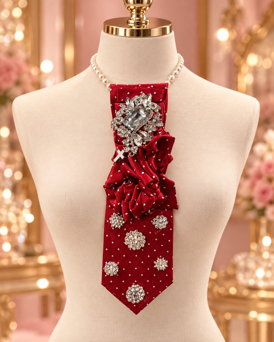 The Ruby Grace Affair | Red Jeweled Statement Tie