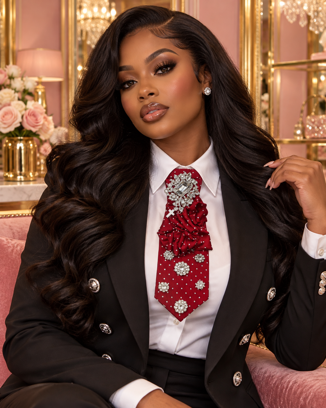 The Ruby Grace Affair | Red Jeweled Statement Tie