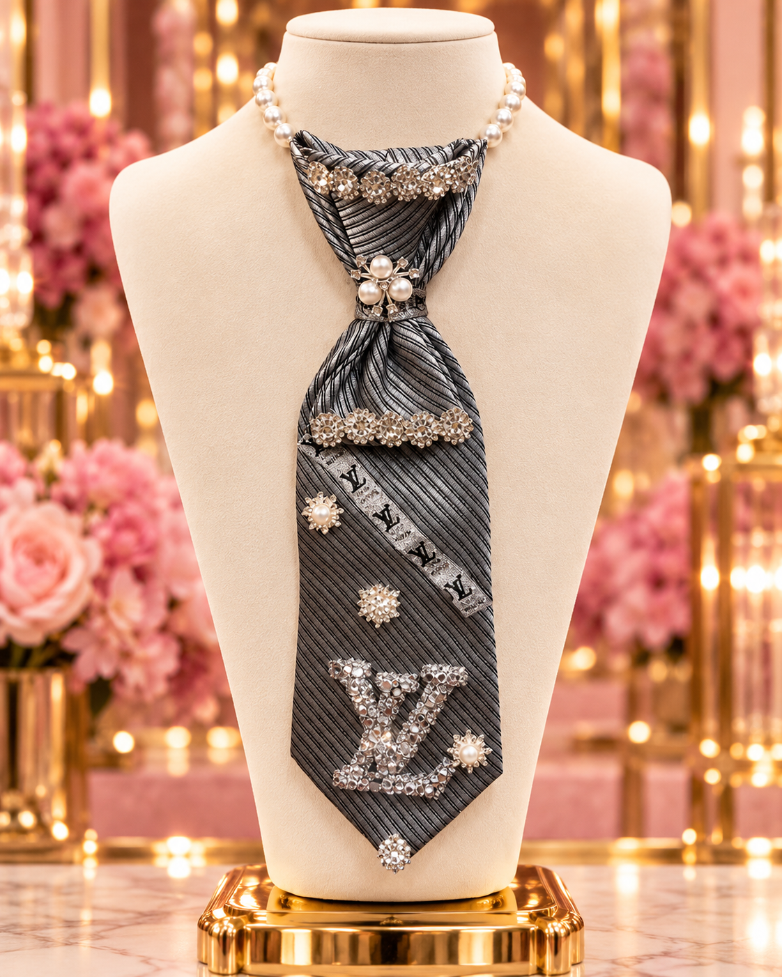 The Silver Legacy Affair | Silver & Black Crystal Statement Tie