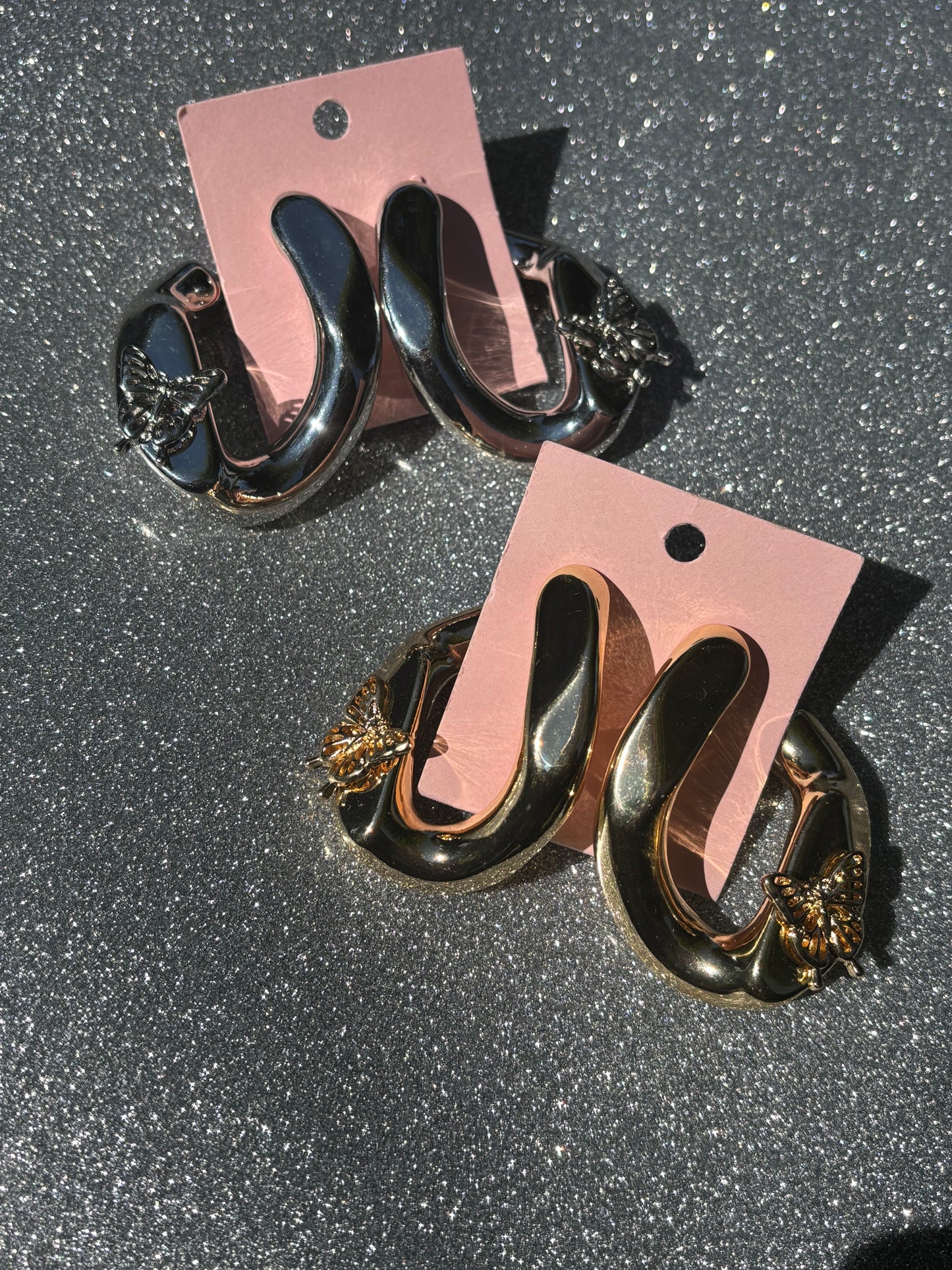 Metal Butterfly Pointed Abstract Earrings
