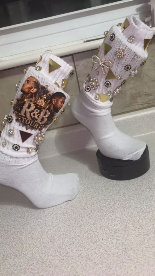R&B Royalty Luxe Junk Socks — White