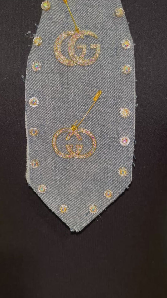 ✨ Golden Emblem Glam Denim Necktie